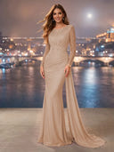 Chiffon Mermaid Long Evening Dresses With Beading