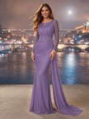 Chiffon Mermaid Long Evening Dresses With Beading
