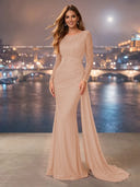 Chiffon Mermaid Long Evening Dresses With Beading