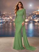 Chiffon Mermaid Long Evening Dresses With Beading