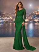 Chiffon Mermaid Long Evening Dresses With Beading