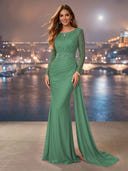 Chiffon Mermaid Long Evening Dresses With Beading