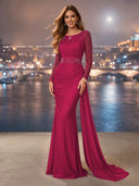 Chiffon Mermaid Long Evening Dresses With Beading