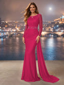 Chiffon Mermaid Long Evening Dresses With Beading