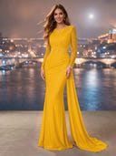 Chiffon Mermaid Long Evening Dresses With Beading