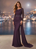 Chiffon Mermaid Long Evening Dresses With Beading