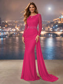 Chiffon Mermaid Long Evening Dresses With Beading
