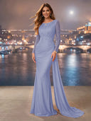 Chiffon Mermaid Long Evening Dresses With Beading