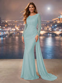Chiffon Mermaid Long Evening Dresses With Beading