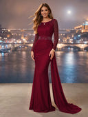 Chiffon Mermaid Long Evening Dresses With Beading