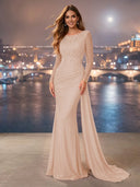 Chiffon Mermaid Long Evening Dresses With Beading