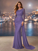 Chiffon Mermaid Long Evening Dresses With Beading