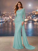 Chiffon Mermaid Long Evening Dresses With Beading