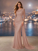 Chiffon Mermaid Long Evening Dresses With Beading
