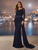 Chiffon Mermaid Long Evening Dresses With Beading