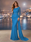 Chiffon Mermaid Long Evening Dresses With Beading
