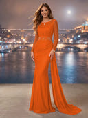 Chiffon Mermaid Long Evening Dresses With Beading