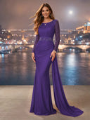 Chiffon Mermaid Long Evening Dresses With Beading