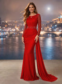 Chiffon Mermaid Long Evening Dresses With Beading