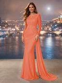 Chiffon Mermaid Long Evening Dresses With Beading