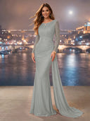 Chiffon Mermaid Long Evening Dresses With Beading