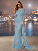 Chiffon Mermaid Long Evening Dresses With Beading