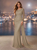 Chiffon Mermaid Long Evening Dresses With Beading