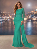 Chiffon Mermaid Long Evening Dresses With Beading