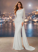 Chiffon Mermaid Long Evening Dresses With Beading
