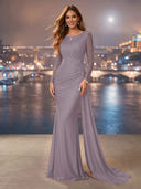 Chiffon Mermaid Long Evening Dresses With Beading
