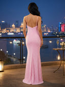 Sequin V Neck Mermaid Long Evening Dresses With Slit