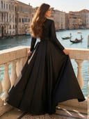 Satin Mermaid Crew Neck Long Formal Dress