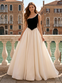 Satin One Shoulder A Line Long Evening Dresses