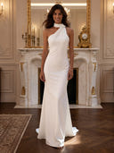 Satin One Shoulder Mermaid Long Evening Dresses