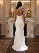 Satin One Shoulder Mermaid Long Formal Dresses Wedding Guest Maxi Dresses