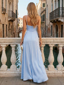 Satin Mermaid Long Evening Dresses with Slit