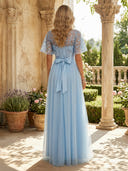 Tulle A Line Long Evening Dresses with Sequin