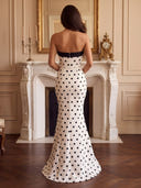 Satin Strapless MermaidLong Evening Dresses with Slit