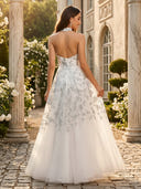 Tulle Halter A Line Long Evening Dresses
