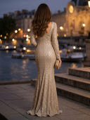 Sweetheart Mermaid Sequins Evening Dresses with Sleeves