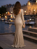 Sweetheart Mermaid Sequins Evening Dresses with Sleeves