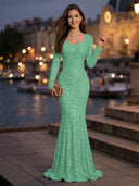 Sweetheart Mermaid Sequins Evening Dresses with Sleeves
