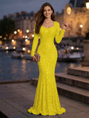 Sweetheart Mermaid Sequins Evening Dresses with Sleeves