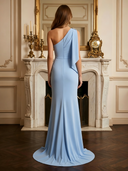 Satin One Shoulder Mermaid Long Evening Dresses