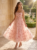 Chiffon A Line Long Evening Dresses with Flower