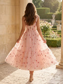 Chiffon A Line Long Evening Dresses with Flower
