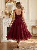 Chiffon A Line Long Evening Dresses with Flower