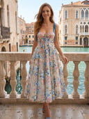 Chiffon Sweetheart Neck A Line Long Evening Dresses with Flower