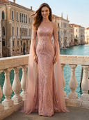 Tulle Off Shoulder Mermaid Long Evening Dresses with Beading