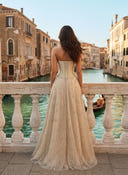 Satin Strapless A Line Long Evening Dresses with Beading